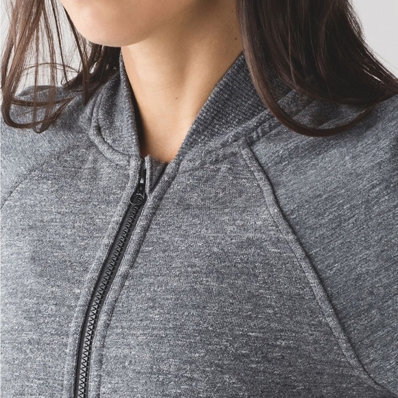 Lululemon Pleat To Street Bomber Jacket Heather Snow Slub Coal Womens Small 4 - Picture 2 of 14